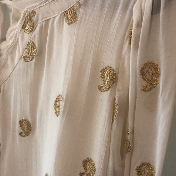 Gorgeous white and gold long sleeve blouse - Picture 3 of 3